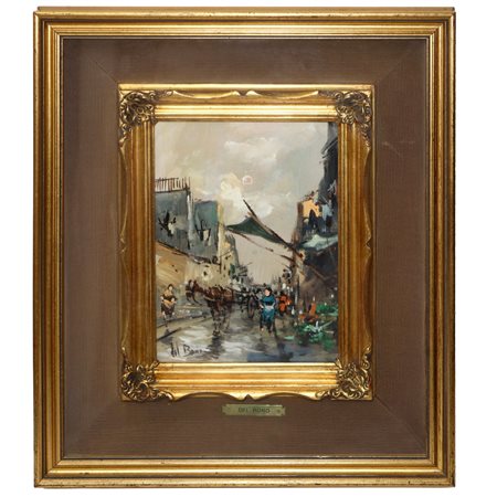 Strada di paese con carrozza