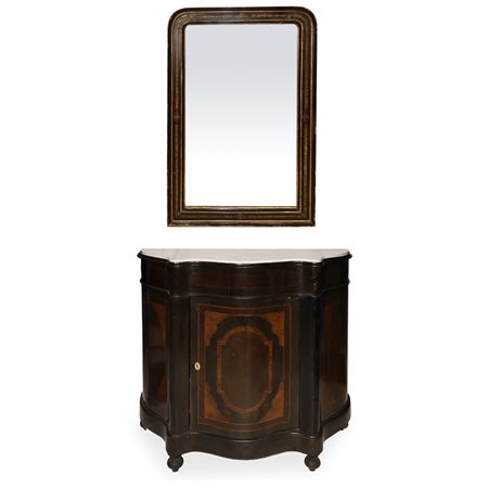 Etagere con specchiera dorata, 19th secolo