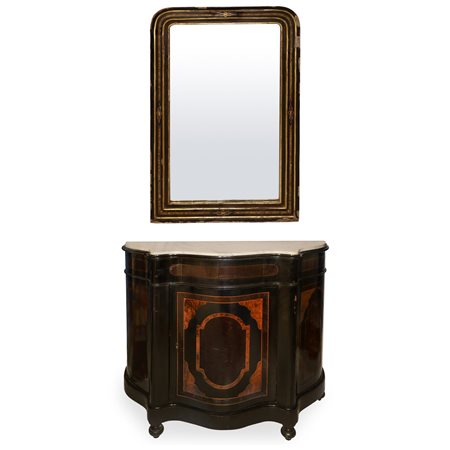 Etagere con specchiera dorata, 19th secolo