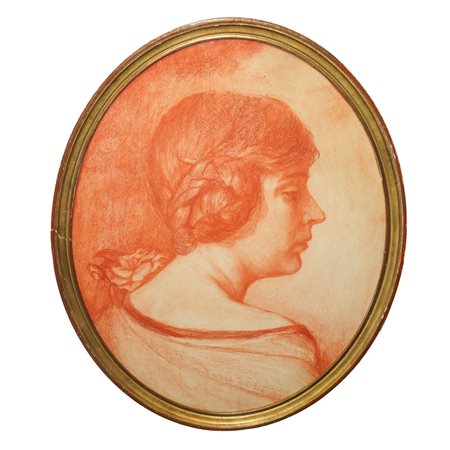 Donna di profilo, entro cornice ovale, 1926