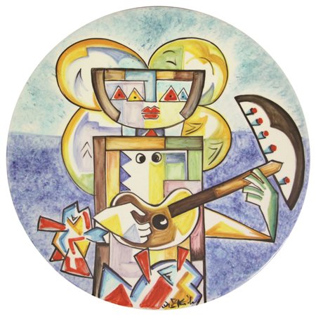 Ibrahim Kodra Senza titolo, piatto in ceramica, diam. cm. 41, es. prova...