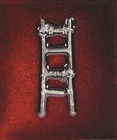 Emilio Scanavino La Scala, fusione in metallo argentato su fondo smaltato,...