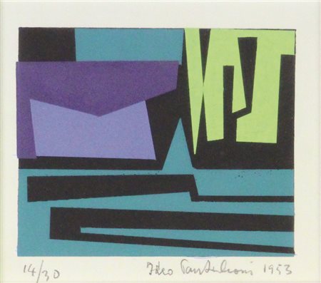 Ideo Pantaleoni Senza titolo, 1953, litografia su carta, cm. 13x15, es....