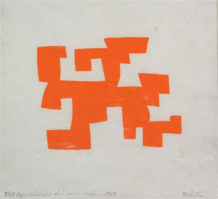 Ignoto Equilibrio del puro ritmo, 1969, serigrafia su carta di riso, cm....