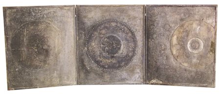 Andrea Neri Viaggio Notturno, 1989, affresco ed encausto su tre tavole, cm....