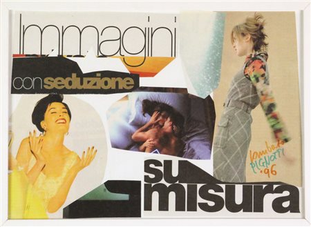Lamberto Pignotti Immagini con Seduzione, 1996, collage su tavoletta telata,...
