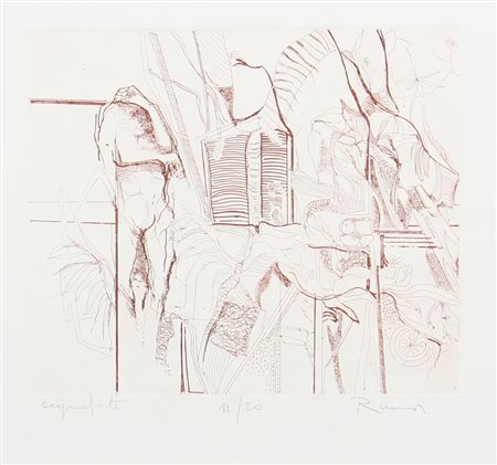 Ignoto Senza titolo, acquaforte su carta, cm. 59x49 (lastra cm. 23,5x27,5),...