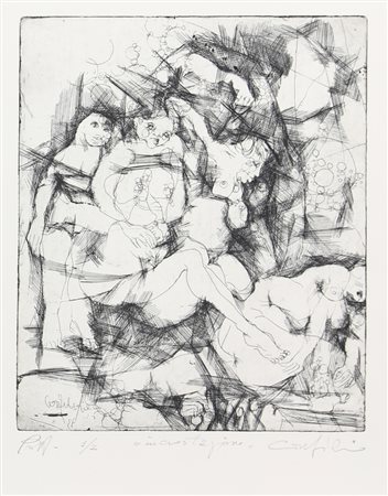 Ignoto Incrostazione, incisione su carta, cm. 50x35 (lastra cm. 29,5x24), es....