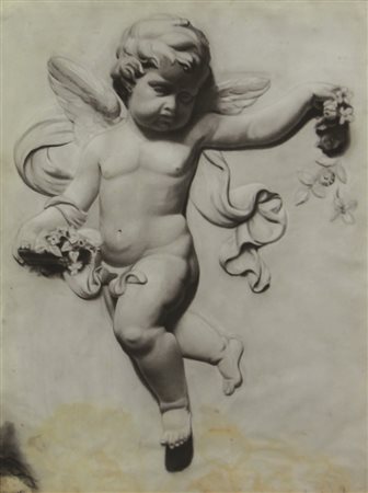 Anonimo Putto, grafite su carta, cm. 56x44, l'opera presenta evidenti macchie...