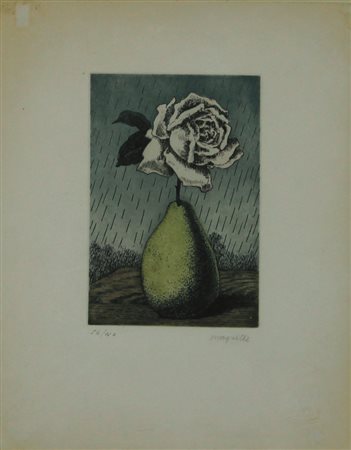 Renè Magritte Pera e Rosa, acquaforte e acquatinta su carta, cm. 28x23...