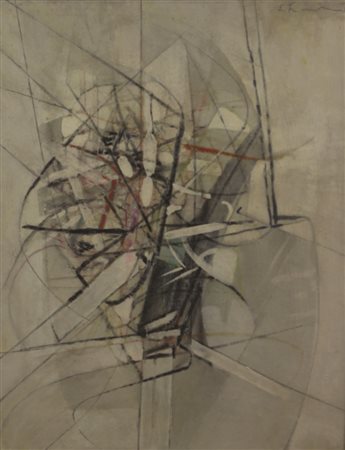 Edoardo Franceschini Senza titolo, 1976, olio su tela, cm. 50x40, firmato e...