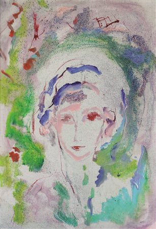 Ernesto Treccani Senza titolo, acrilico su tela, cm. 50x35, firmato in basso...