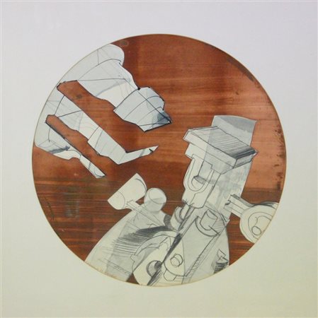 Paolo Schiavocampo Modelli, 1969, collage di cartoncino e grafite su lastra...