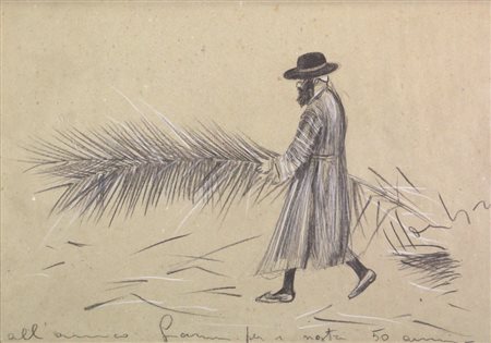 Aldo Mondino Senza titolo, carboncino e tecnica mista su carta, cm. 35x50,...