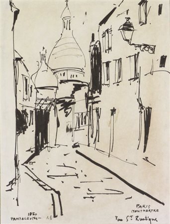Ideo Pantaleoni Paris Montmartre, Rue St Rustique e Sacre Couer, 1948, china...