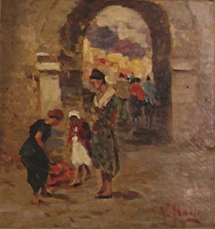 Vincenzo Irolli Senza titolo, olio su cartone, cm. 16x16, firmato in basso a...