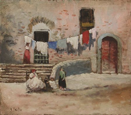 Vincenzo Irolli Senza titolo, olio su cartoncino, cm. 22x24,5, firmato in...