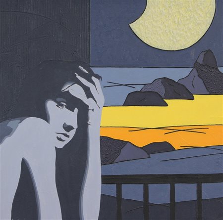 Marco Borgianni Attesa, 2006, acrilico e pomice su tela, cm. 50x50, firmato e...