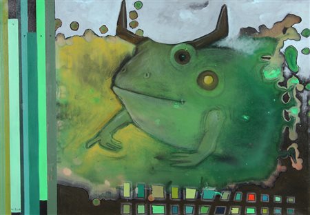 Denis Riva Rana Toro, 2008, acrilico e pastello su tela, = 50x70, firmato e...