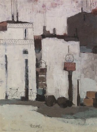 Prospero Riva Senza titolo, tecnica mista su tavola, cm. 40x30, firmato in...