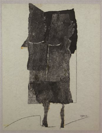 Roberto Crippa Senza titolo, 1960, tecnica mista e collage su carta, cm....