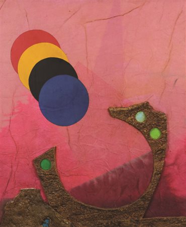 Roberto Crippa Senza titolo, anni '70, tecnica mista e sughero su tavola, cm....