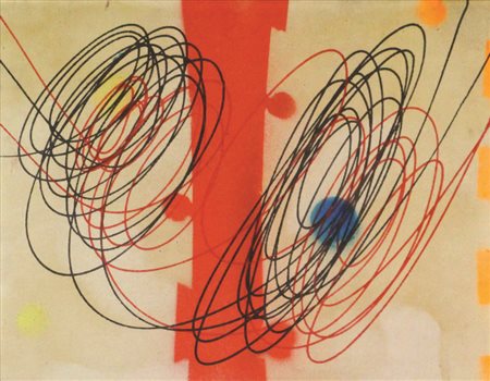 Roberto Crippa Spirali, (anni '70), tecnica mista su tela, cm. 27x35, firmata...