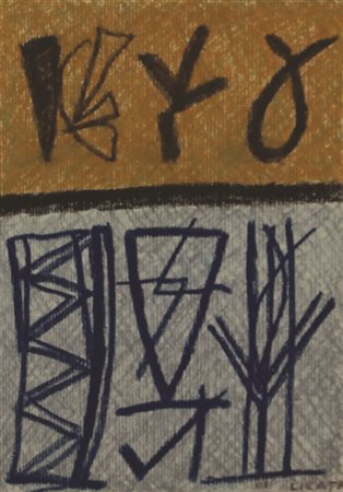 Riccardo Licata Senza titolo, 2001, tecnica mista su carta applicata su tela,...