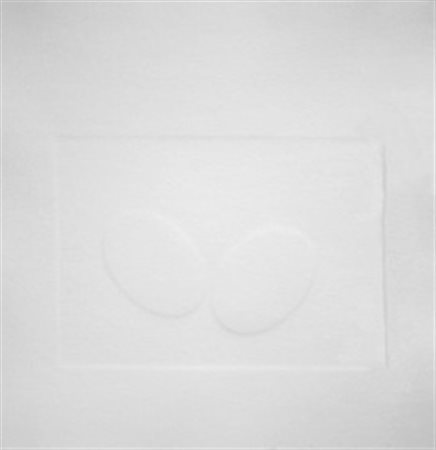 Turi Simeti Due Ovali Bianchi, 2010, calcografia su carta, cm. 40x40, firmata...