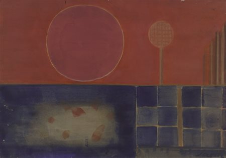 Bruno Saetti Composizione, tempera su carta applicata su tavola, cm. 35x50,...