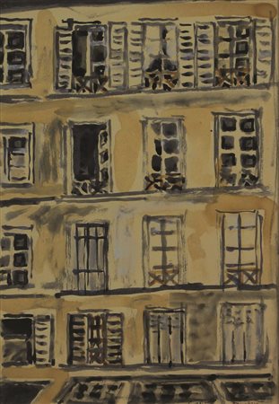 Orfeo Tamburi Chaussee d'Antin IX Paris, 1958, tecnica mista su cartoncino,...