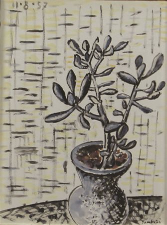 Orfeo Tamburi Vaso di Fiori, 1957, tempera su carta applicata su tela, cm....
