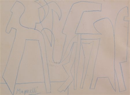 Alberto Magnelli Senza titolo, disegno a pastello su carta, cm. 15x20,...