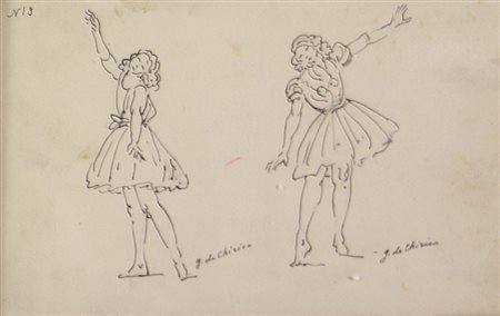 Giorgio De Chirico Danzatrici, meta' anni '50, penna su carta applicata su...