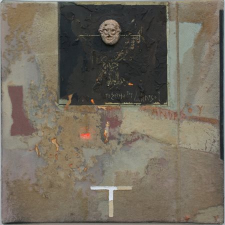 Andrea Vizzini Piccolo Muro, 1988, tecnica mista su tela, cm. 40x40,...