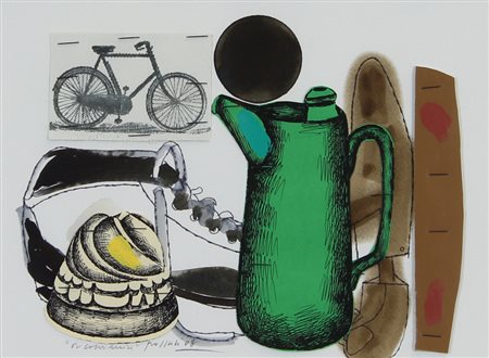 Concetto Pozzati A casa mia, 2008, tecnica mista su carta, cm. 25x35,...