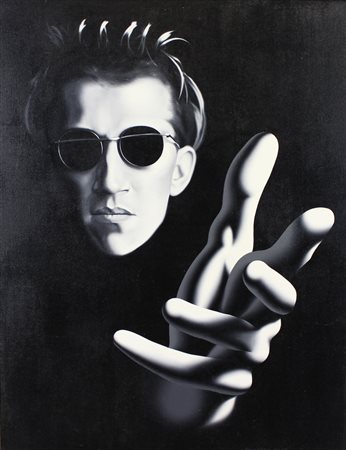 Mark Kostabi Also of note, 2003, acrilico su tela, cm. 130x100, firmato e...