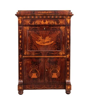 Secretaire Impero olandese intarsiato XIX secolo Altezza x larghezza x profondità: 147 x 105 x 47 cm
