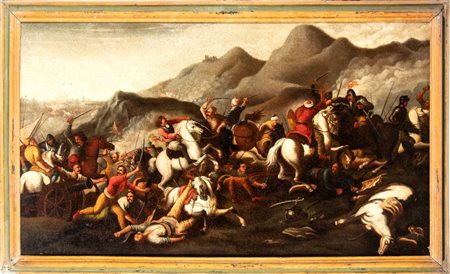  
Scena di battaglia tra cavalleria europea e ottomana XIX secolo
 Altezza x larghezza con cornice: 87 x 141 cm