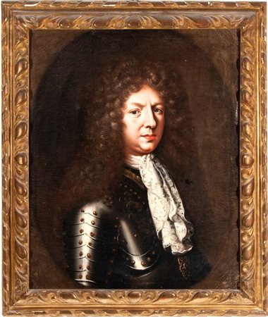  
Ritratto di gentiluomo in armatura Francia, inizi XVIII secolo
 Altezza x larghezza con cornice: 85 x 71 cm