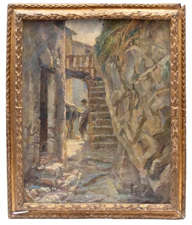  
Veduta rurale Italia, inizi del XIX secolo
 Altezza x larghezza con cornice: 106 x 86 cm