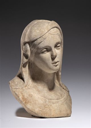  
Busto di Madonna velata in marmo Italia, XVIII secolo
 Altezza x larghezza x profondità: 43 x 29 x 21 cm 