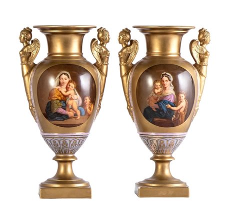  
Coppia di vasi Impero Francia, XIX secolo
 Altezza x larghezza x profondità : 39 x 20 x 12 cm