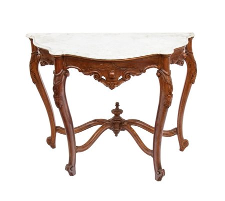  
Console genovese con piano in marmo metà XIX secolo
 Altezza x larghezza x profondità: 99 x 122 x 57 cm.