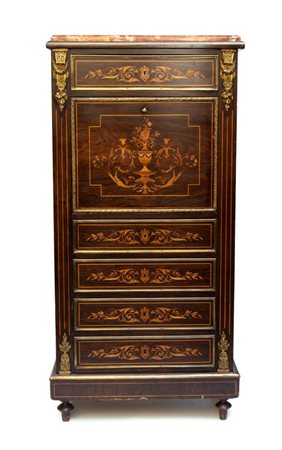  
Secretaire intarsiato Napoleone III Francia, XIX secolo
 Altezza x larghezza x profondità: 66 x 34 x 138 cm