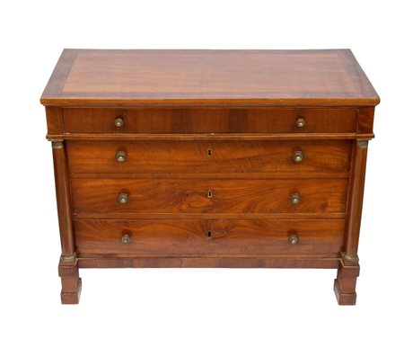  
Comò Impero in noce  Italia, XIX secolo
 Altezza x larghezza x profondità: 90 x 121 x 59 cm 