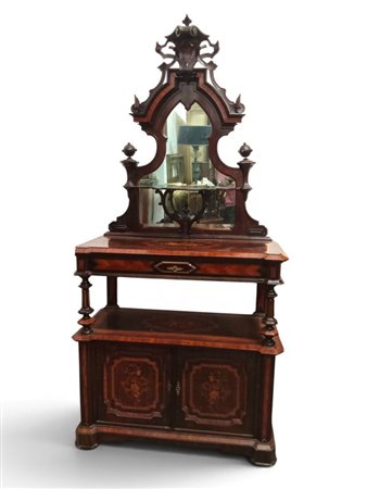  
Mobile credenza intarsiato con alzata  Francia, XIX secolo
 Altezza x larghezza x profondità: 225 x 110 x 49 cm
