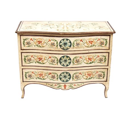  
Cassettone in stile Barocchetto veneziano Italia, XX secolo
 Altezza x larghezza x profondità: 86 x 112 x 51 cm 