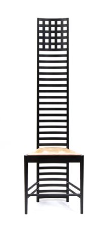  
Sedia a schienale alto modello "Hill House" XX secolo
 Altezza x larghezza x profondità:  140 x 41 x 35 cm. Altezza seduta: 42 cm 