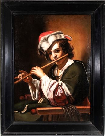  
Giovane suonatore di flauto Italia, XX secolo
olio su tela Altezza x larghezza con cornice: 100 x 78 cm